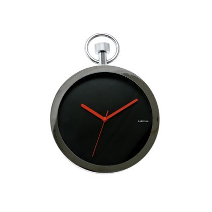 Karlsson Pocket Watch chrome black dial